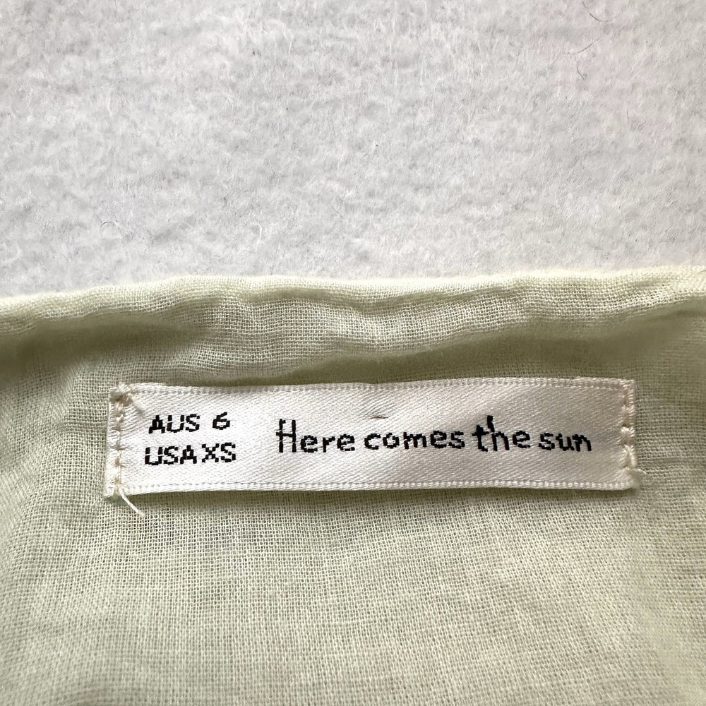 Here Comes The Sun XS Dress Tie Shoulder Mint‎ Green Textured Pockets Mini - Picture 11 of 12